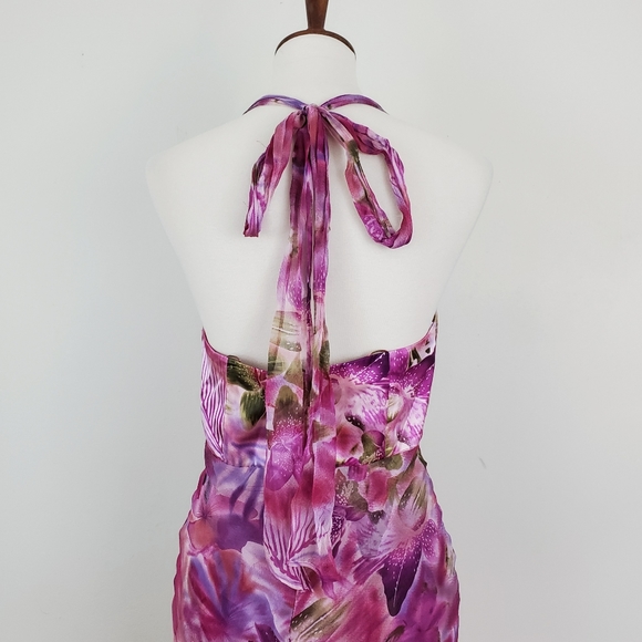 Donna Ricco NY Purple Floral Silk Midi Dress - Picture 7 of 8